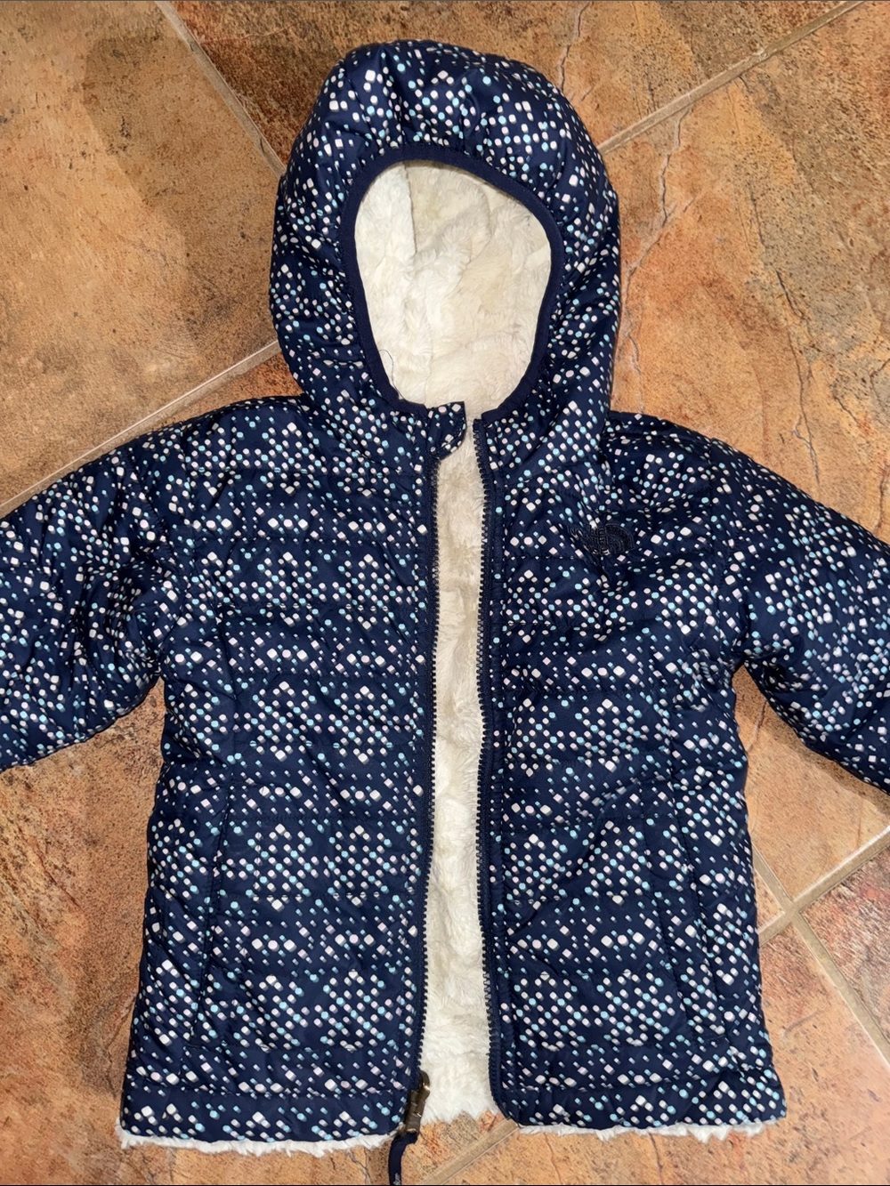 The North Face Navy Blue Dot Print Toddler Jacket